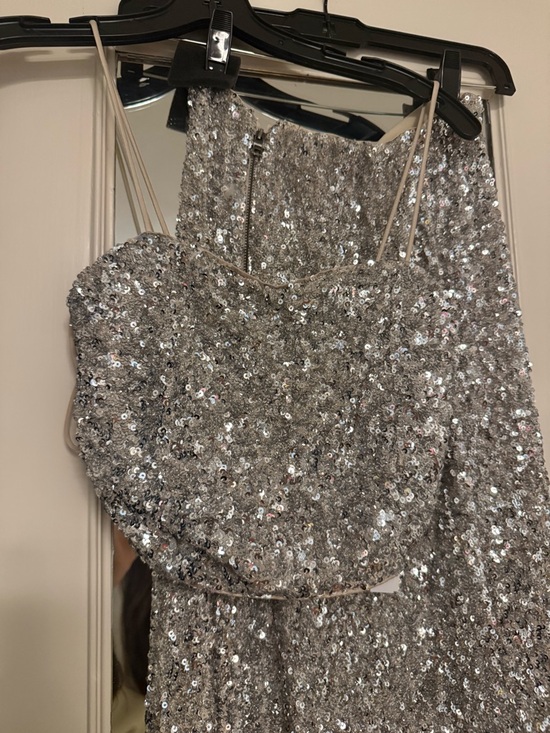 Alice + Olivia Dresses & Skirts - Alice + Olivia Silver Sequin Strap Dress
